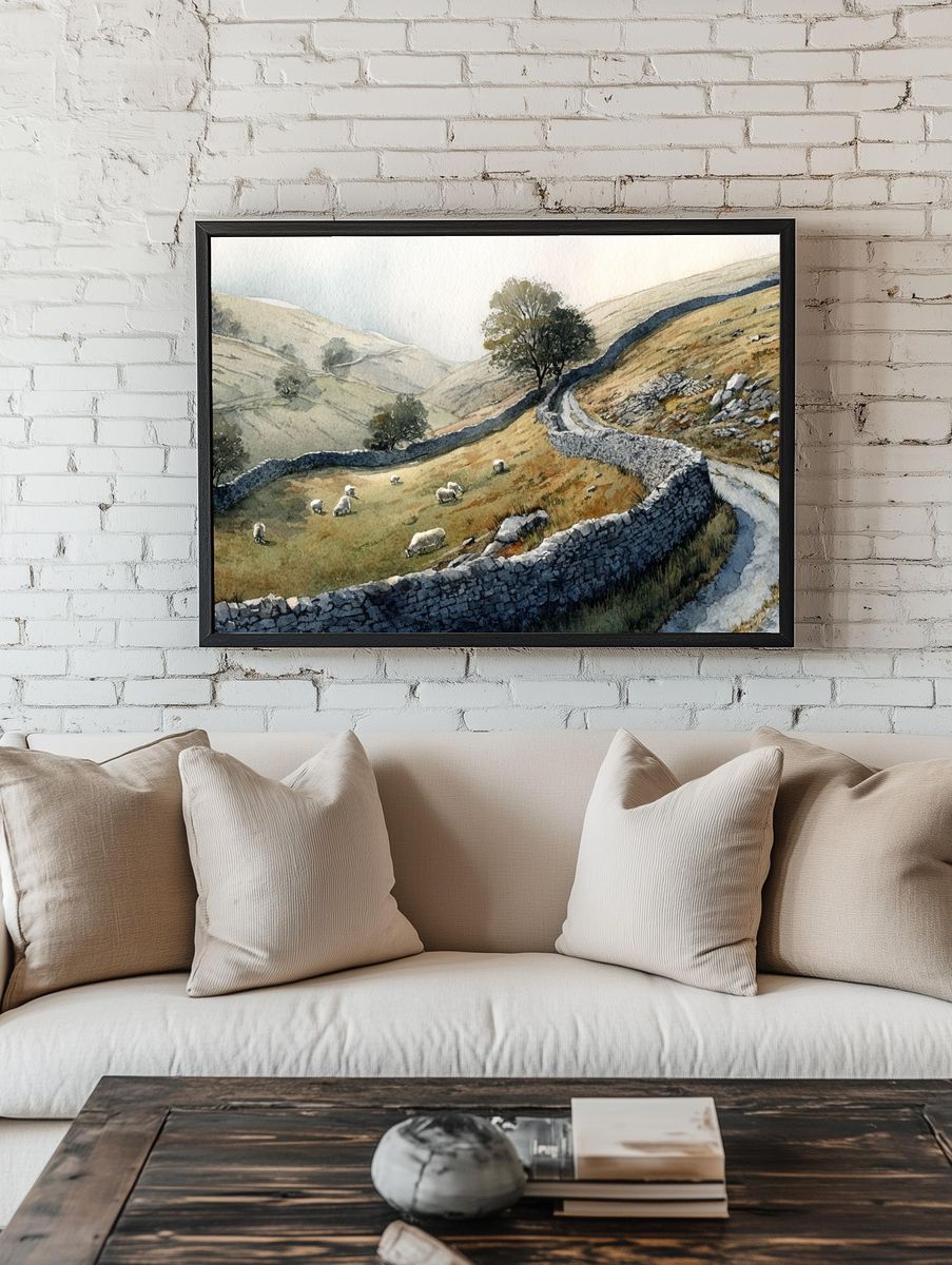 Sheepfold Hills Watercolor Poster. — room view 1