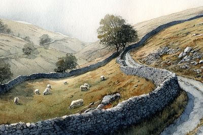 Sheepfold Hills Watercolor Poster. poster