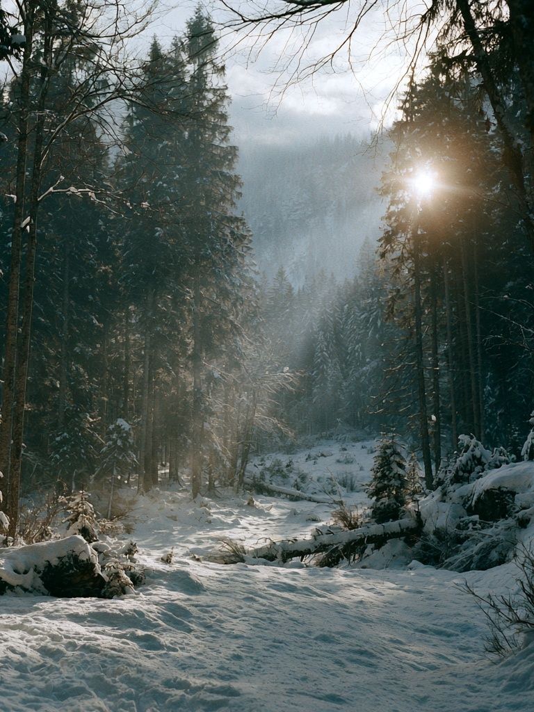 Snowy Forest Sunrise Poster. poster — nature art