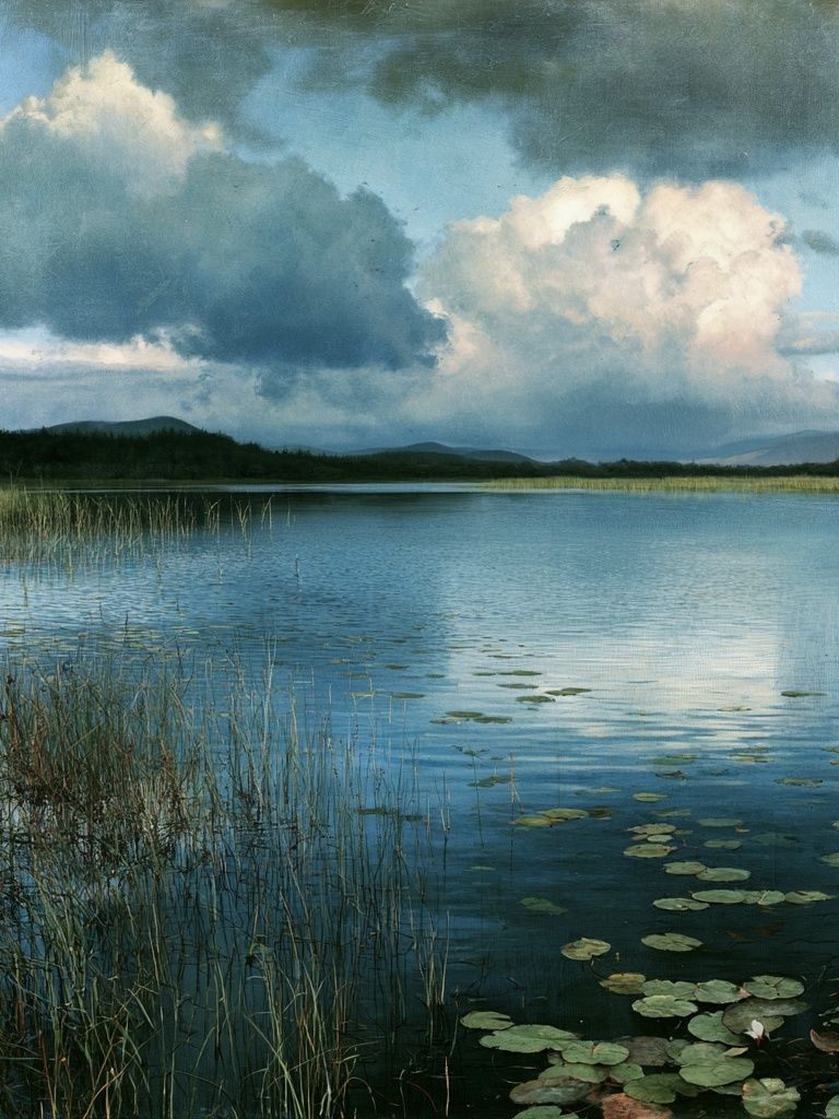 Serene Lake Landscape Print. poster detail