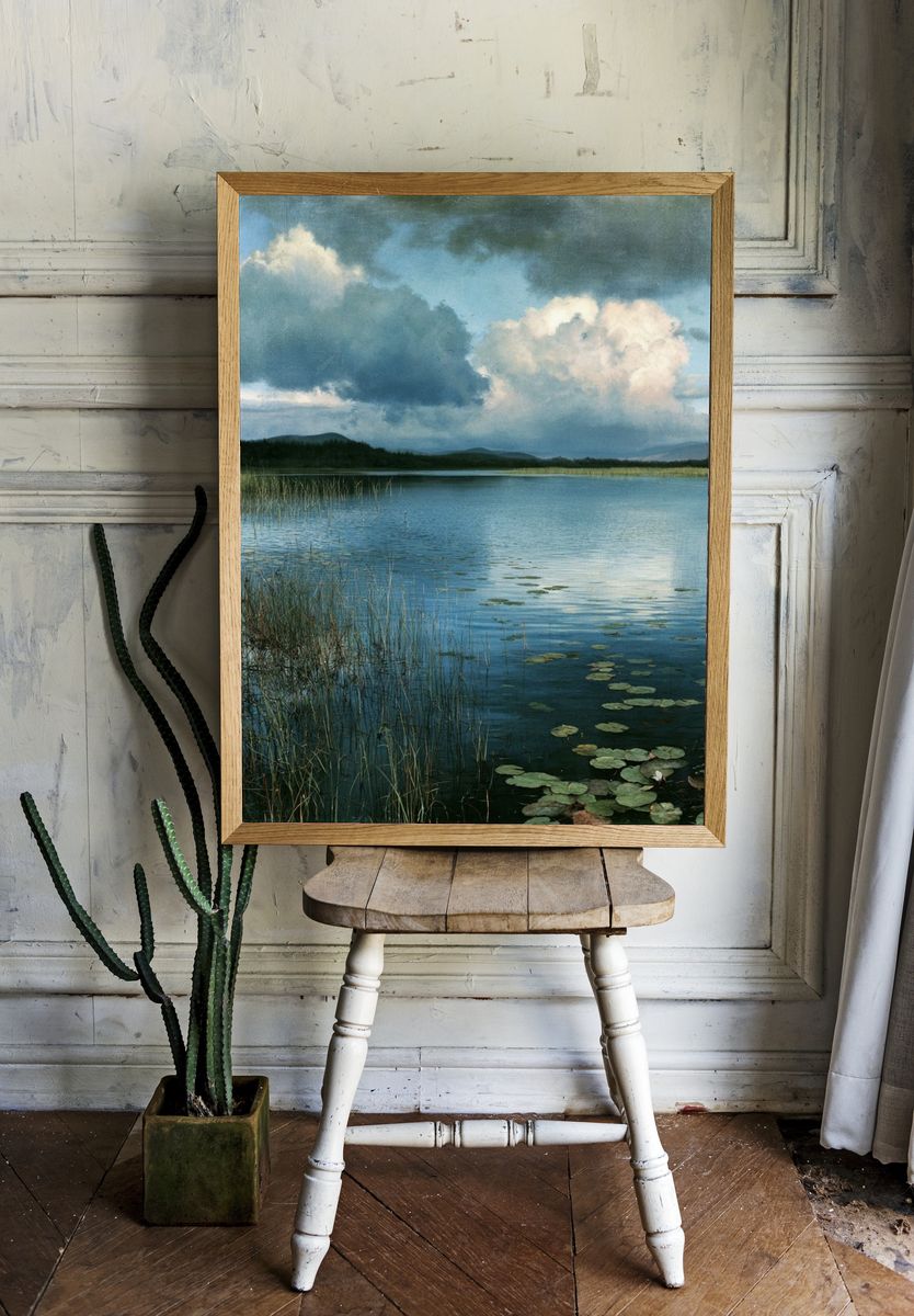 Serene Lake Landscape Print. — room view 1