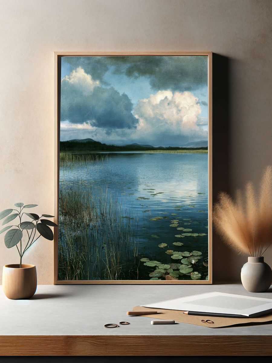 Serene Lake Landscape Print. — room view 2
