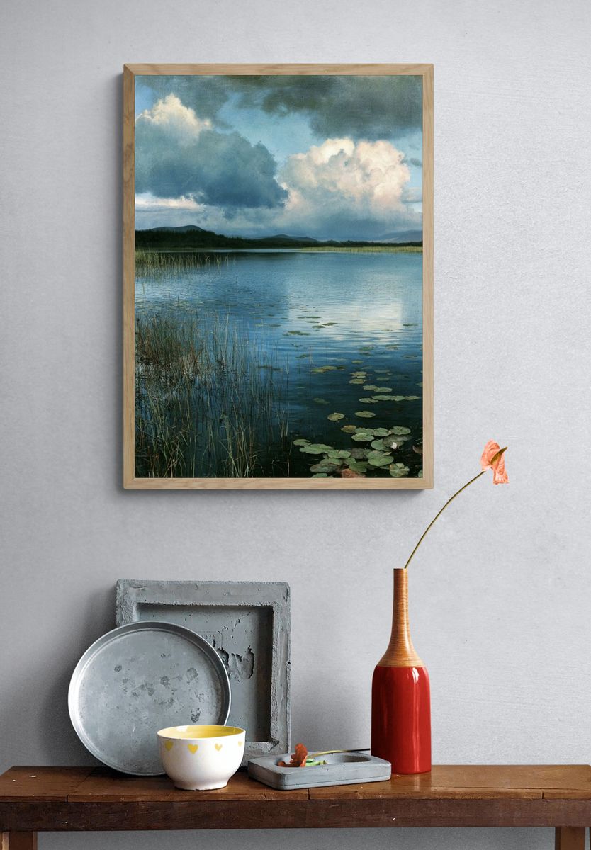 Serene Lake Landscape Print. — room view 3
