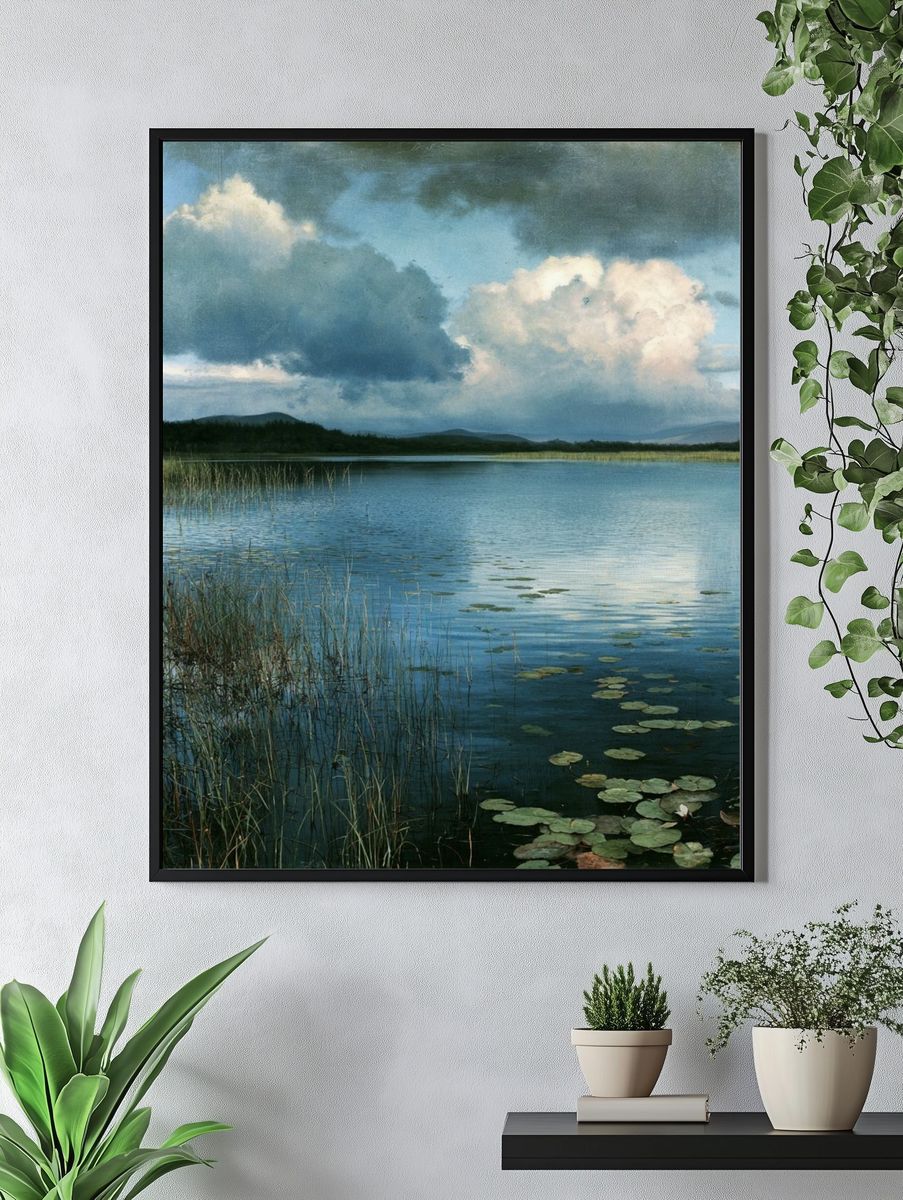 Serene Lake Landscape Print. — room view 4