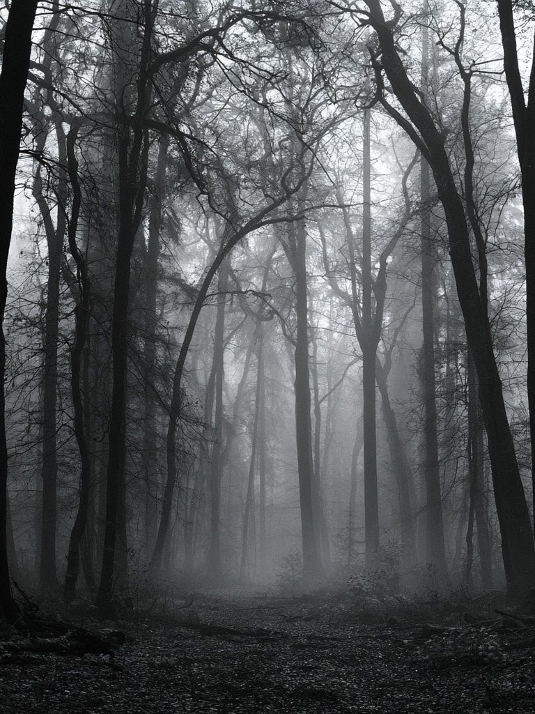 Misty Forest Path Photography Poster. poster detail