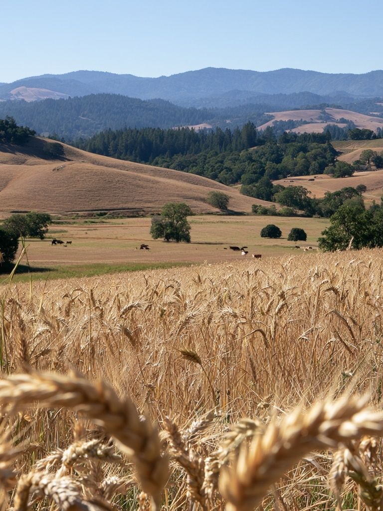 Golden Wheat Hills Landscape Print. poster detail