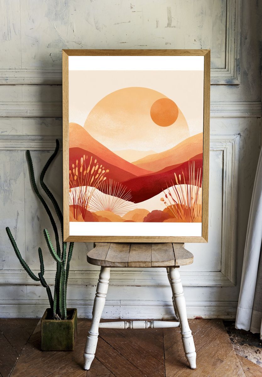 Sunset Desert Landscape Print. — room view 1