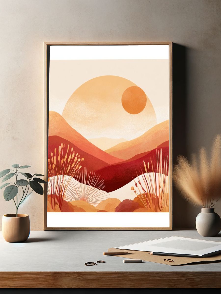Sunset Desert Landscape Print. — room view 2