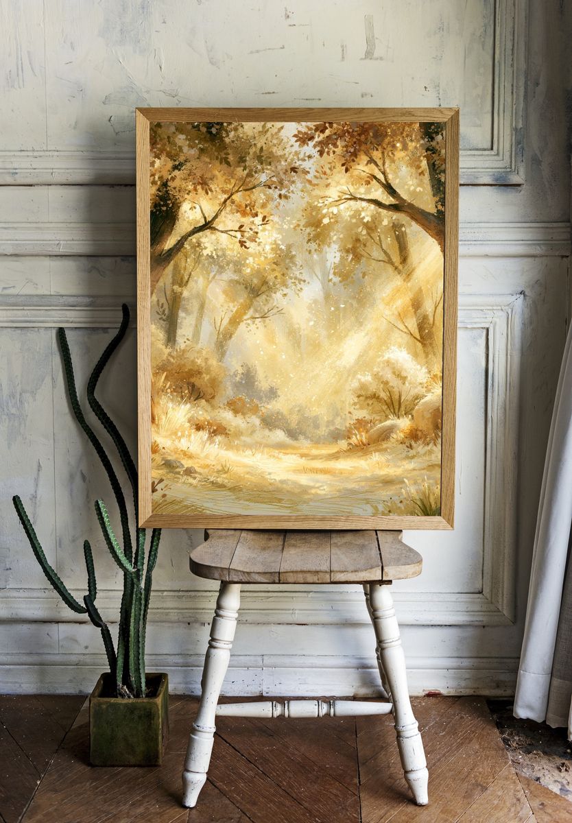 Golden Forest Light Poster. room preview