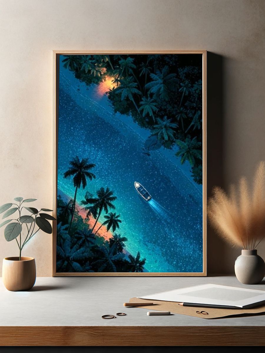Tropical Night River Poster. — room view 2