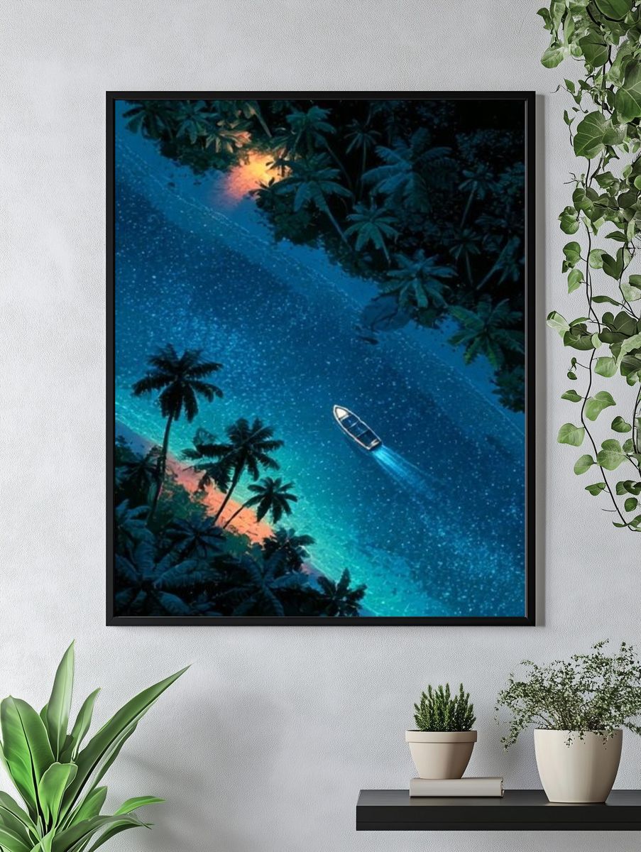 Tropical Night River Poster. — room view 4