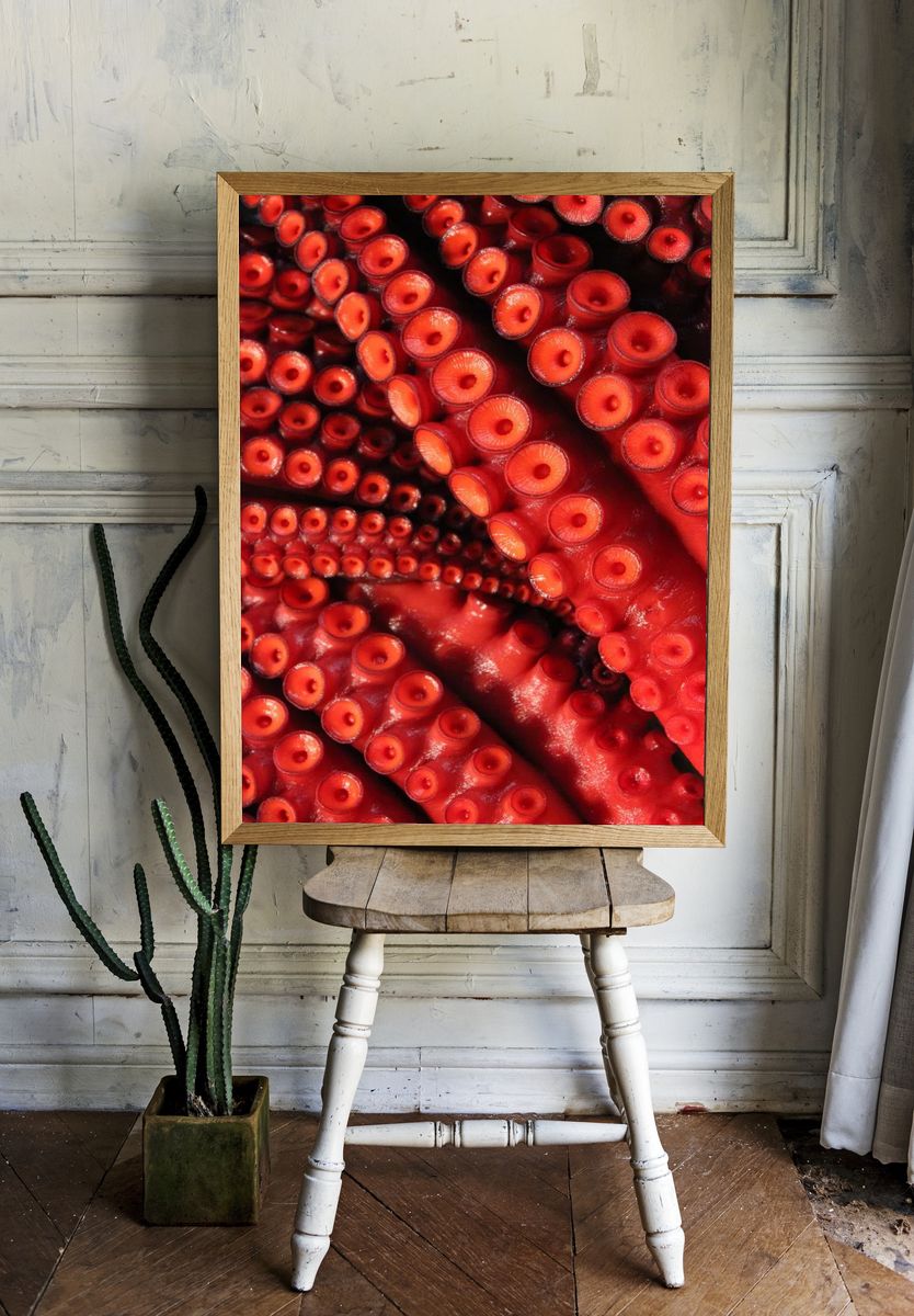 Crimson Octopus Tentacles Print room preview