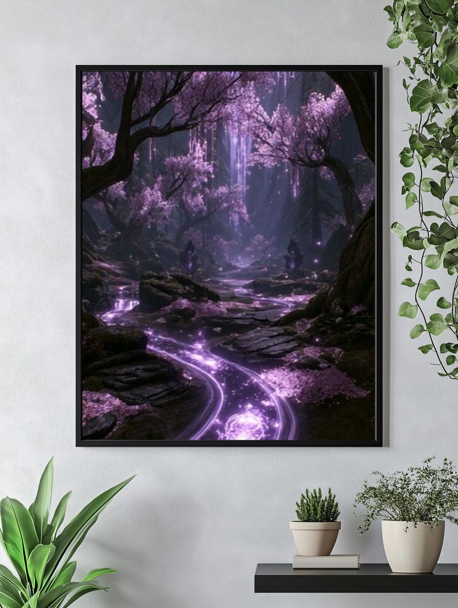 Enchanted Purple Forest Print. — room view 4