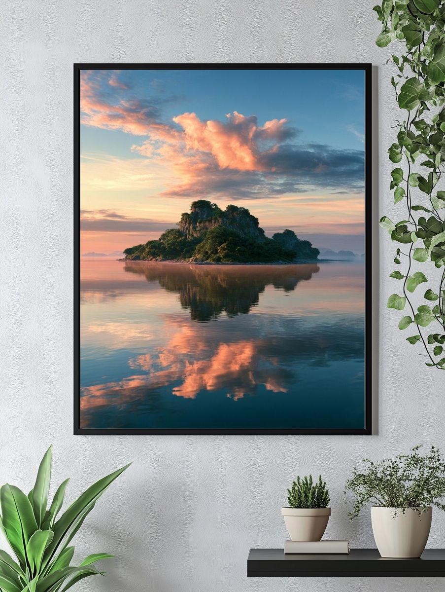 Tropical Island Sunset Print. — room view 4