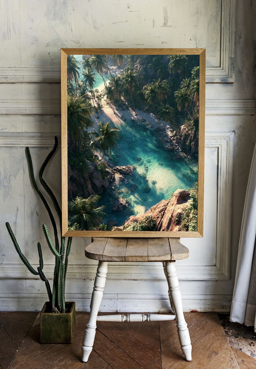 Tropical Lagoon Paradise Print. — room view 1