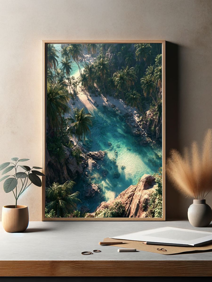 Tropical Lagoon Paradise Print. — room view 2