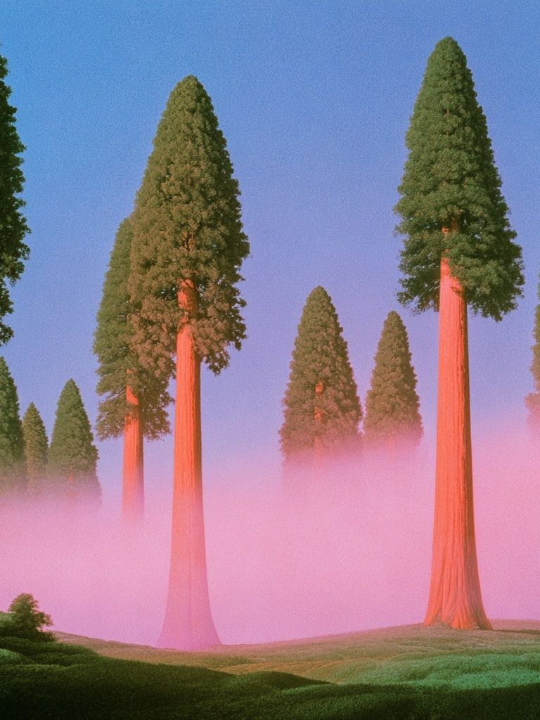 Pink Mist Redwood Forest Print. poster — nature art
