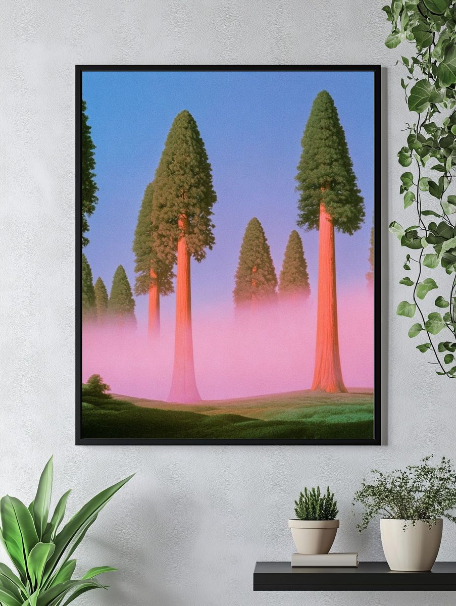 Pink Mist Redwood Forest Print. — room view 4