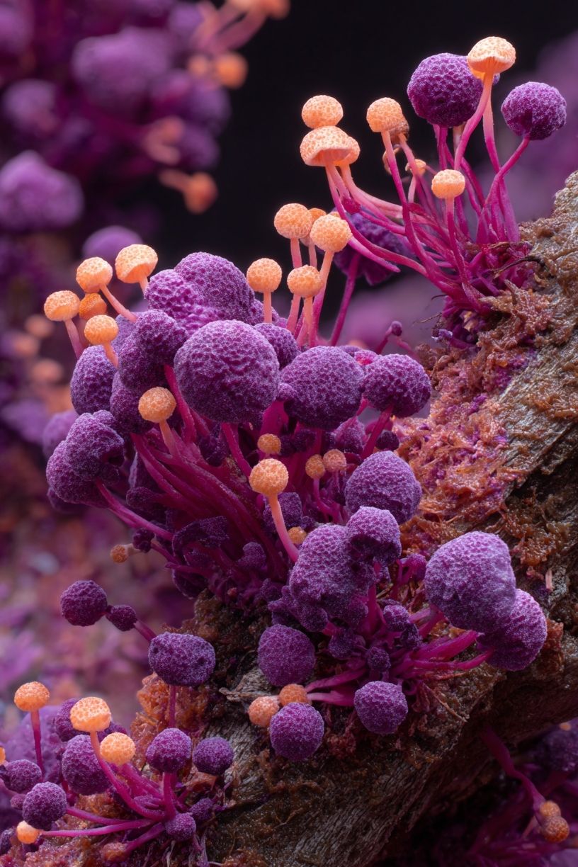 Violet Fungi Macro Photography Poster. poster — nature art