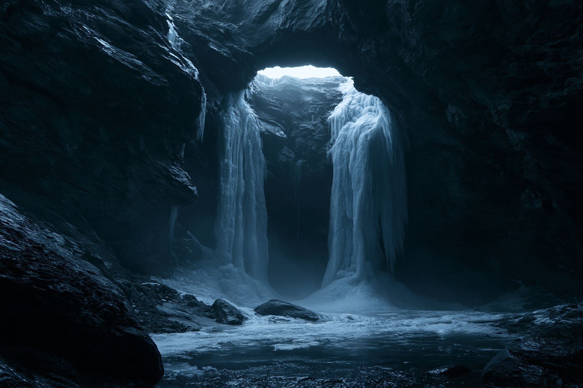 Frozen Ice Cave Landscape Poster. poster detail