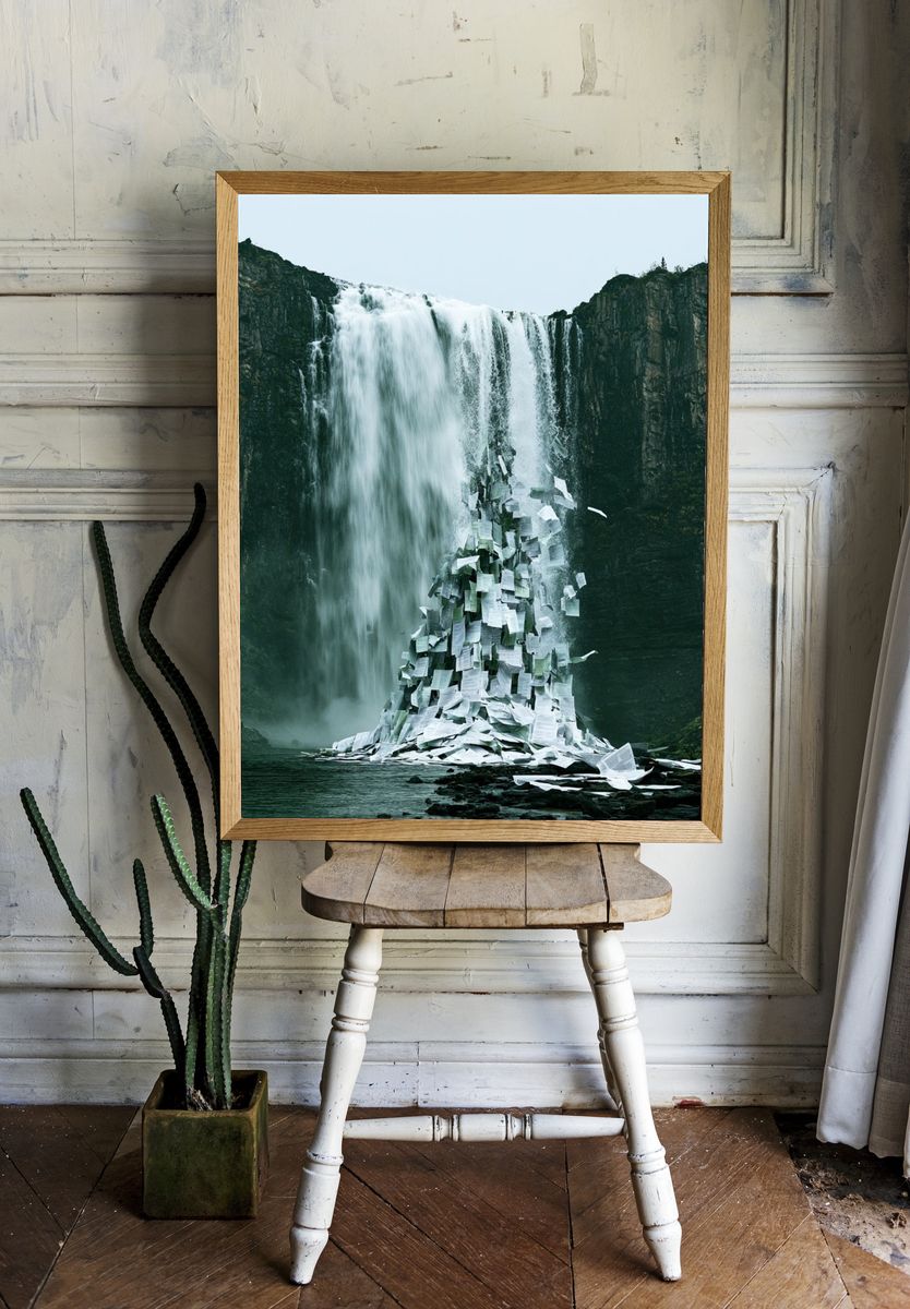 Waterfall Paper Cascade Print. — room view 1