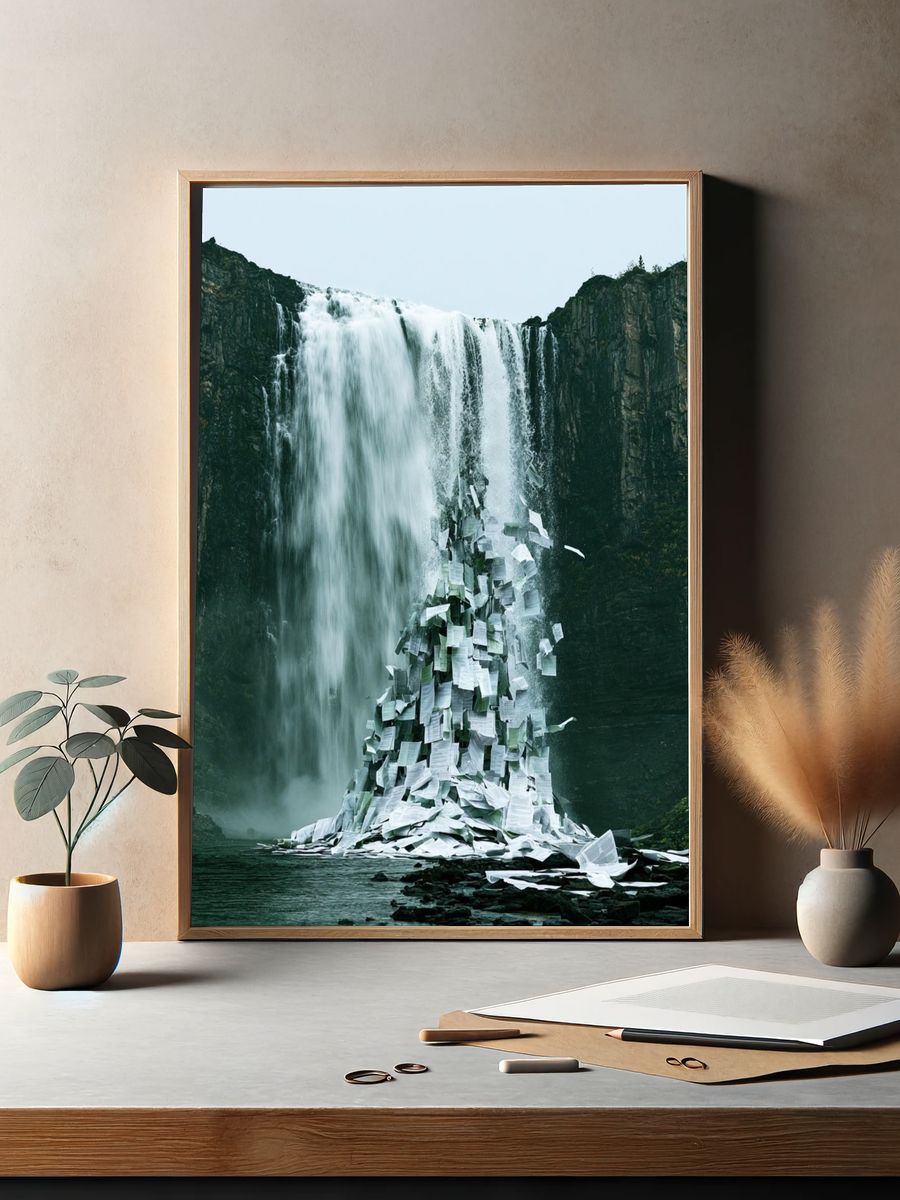 Waterfall Paper Cascade Print. — room view 2