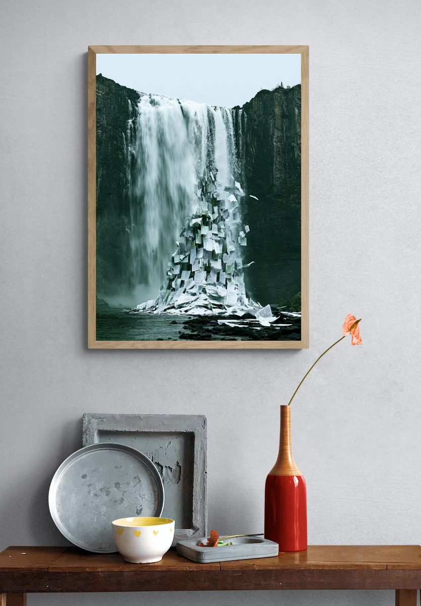 Waterfall Paper Cascade Print. — room view 3