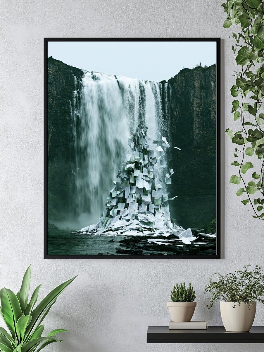 Waterfall Paper Cascade Print. — room view 4