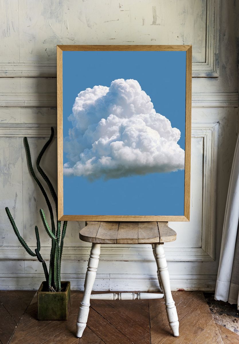 Cumulus Cloud Blue Sky Poster. — room view 1