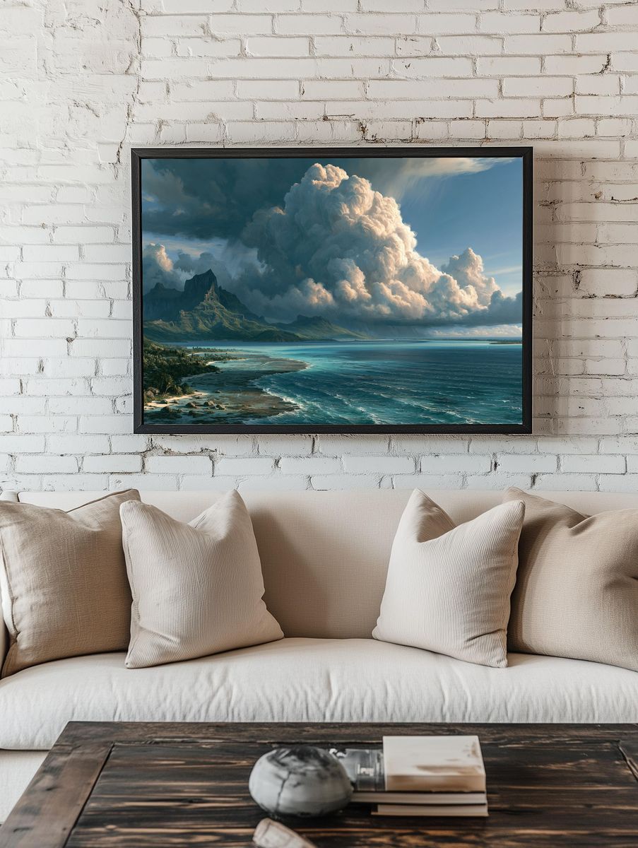 Tropical Storm Coastline Landscape Print. — room view 1