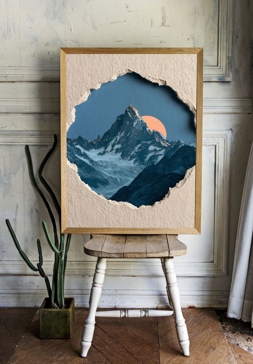 Mountain Sunset Collage Poster. room preview
