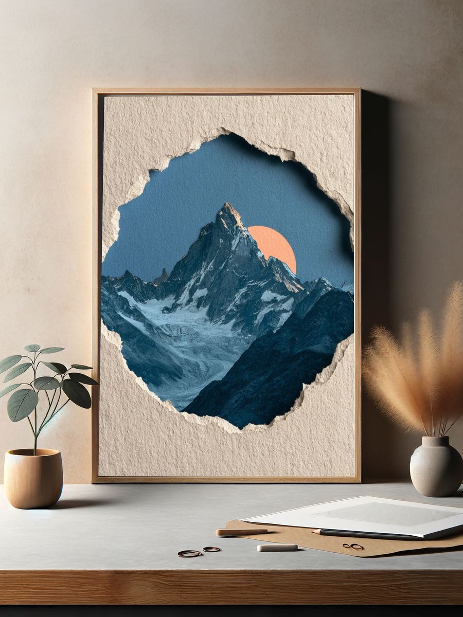 Mountain Sunset Collage Poster. — room view 2