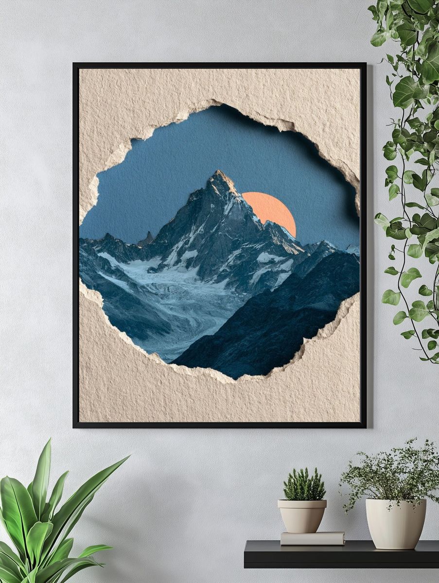 Mountain Sunset Collage Poster. — room view 4