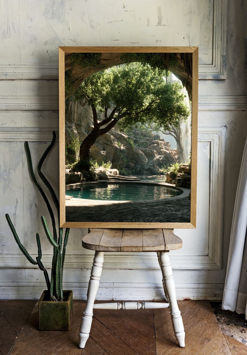 Hidden Jungle Pool Nature Print. room preview