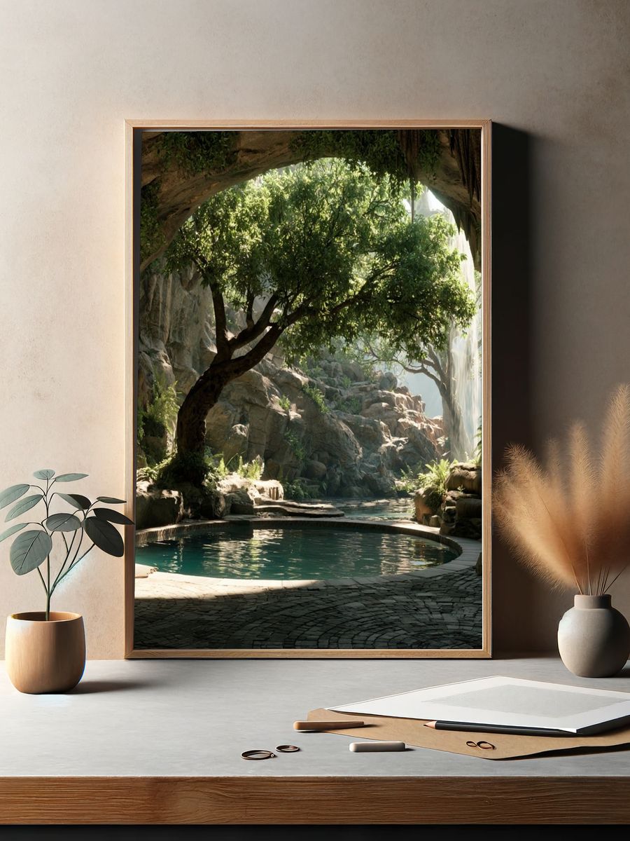 Hidden Jungle Pool Nature Print. — room view 2