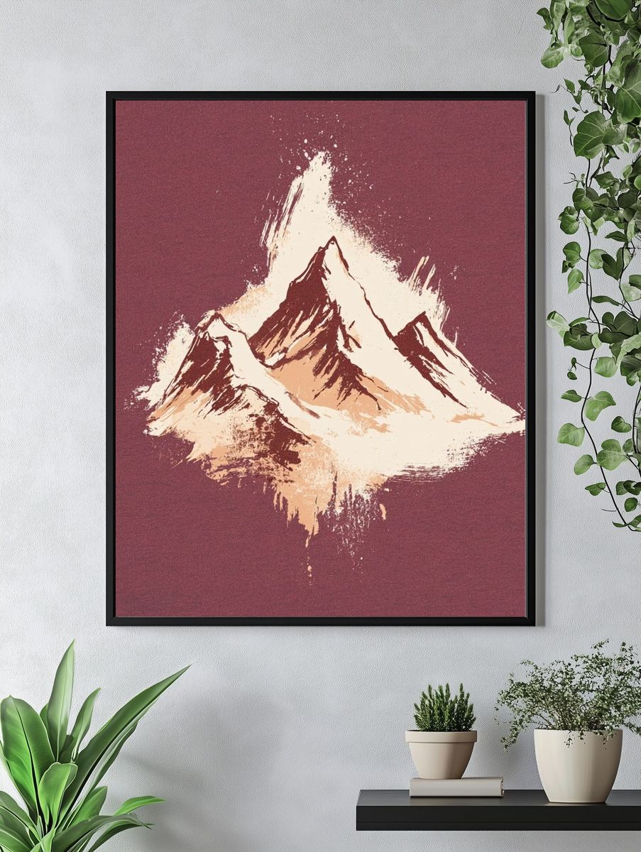 Mountain Peaks Watercolor Print. — room view 4