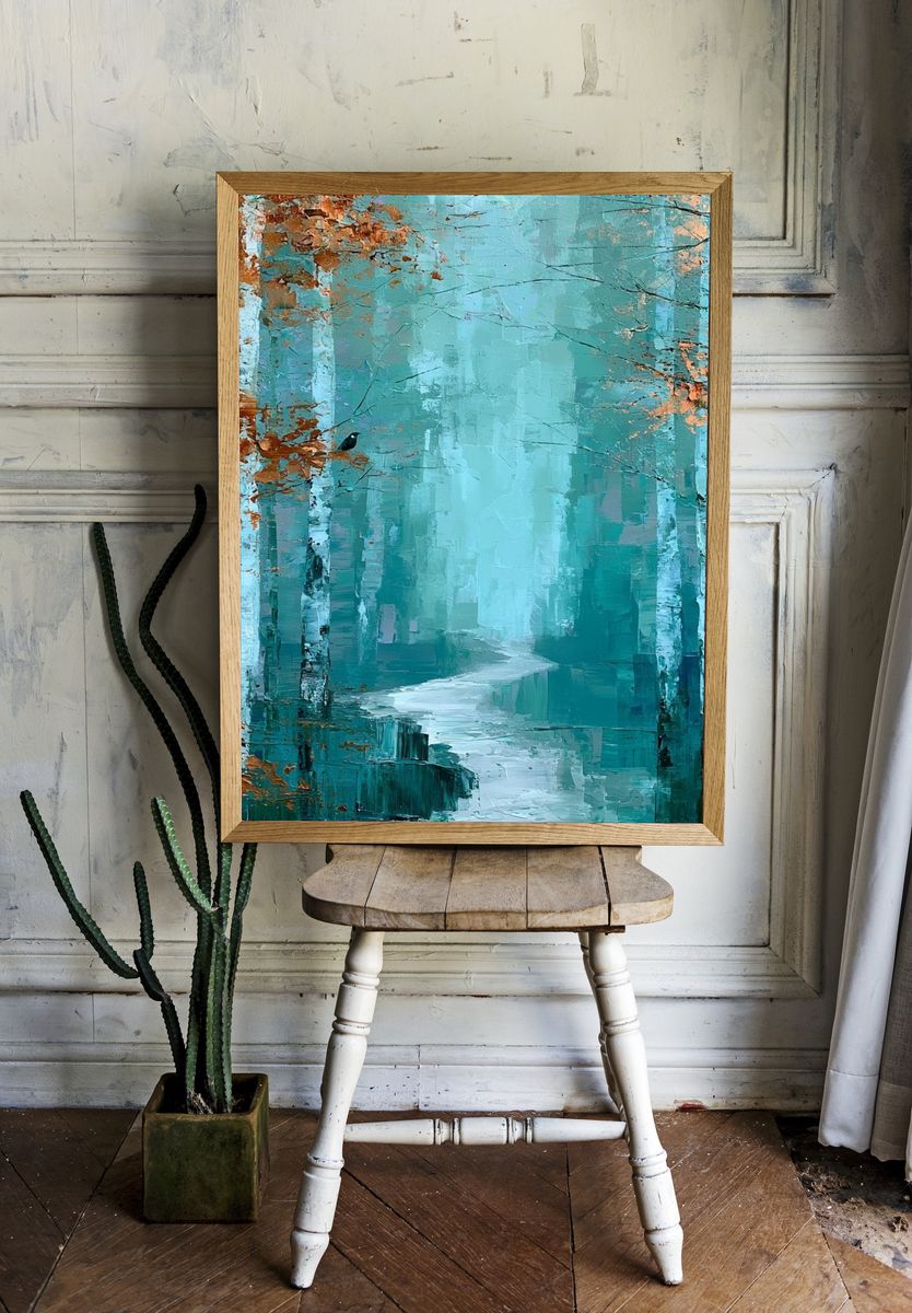 Misty Birch Forest — Fine-Art Print. — room view 1