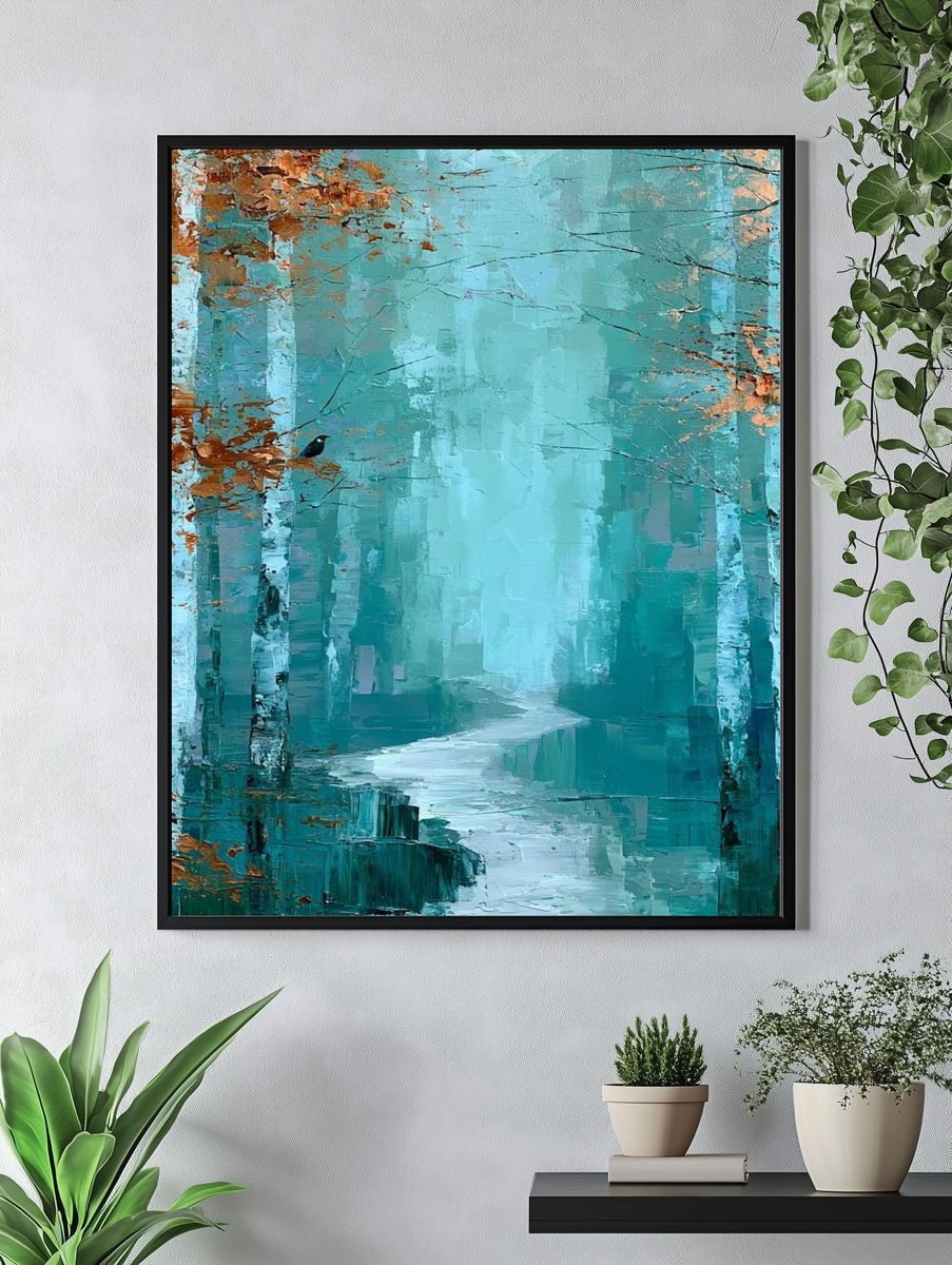 Misty Birch Forest — Fine-Art Print. — room view 4
