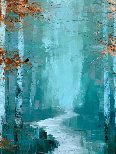Misty Birch Forest — Fine-Art Print. poster