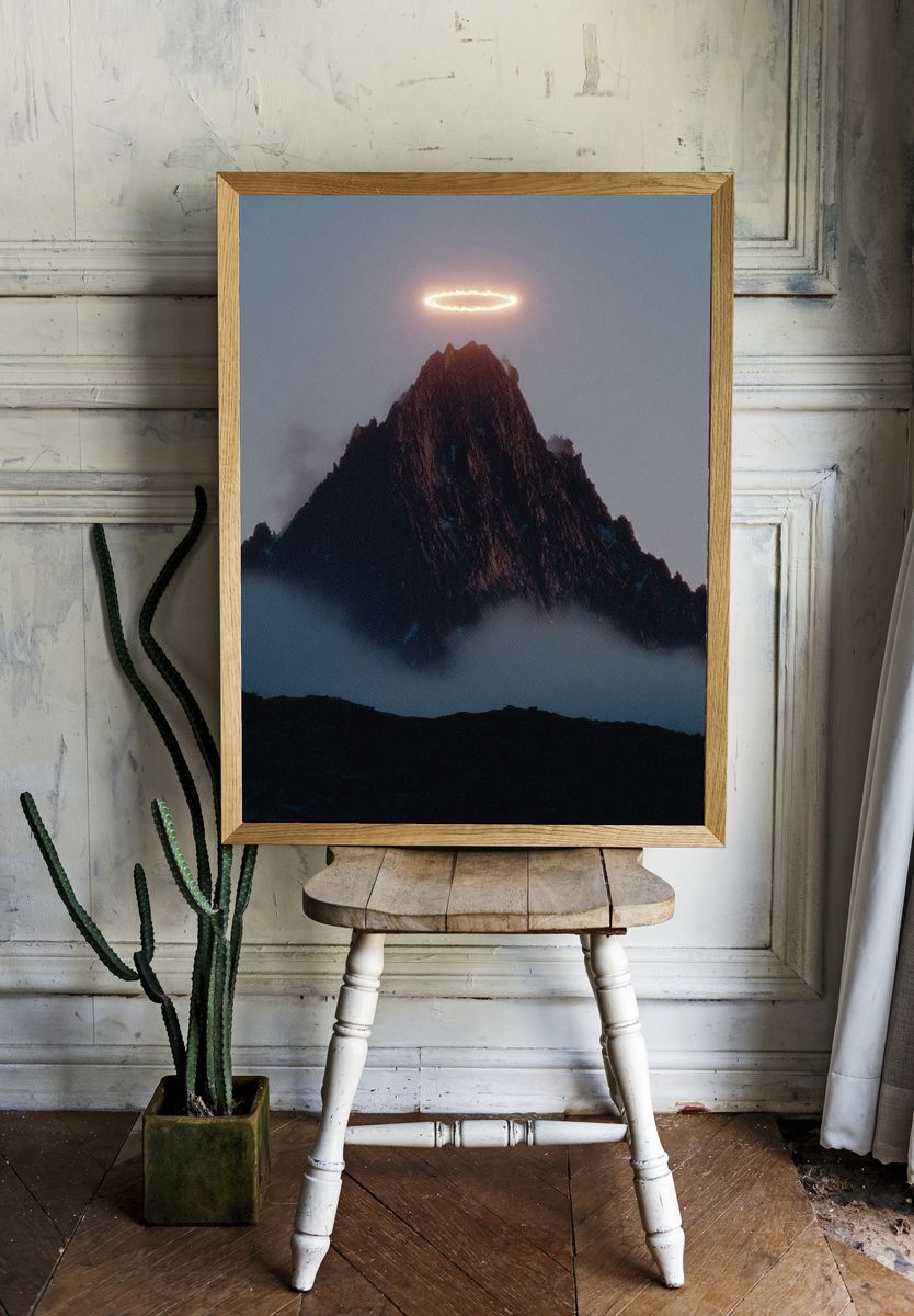 Ethereal Mountain Halo Print. — room view 1