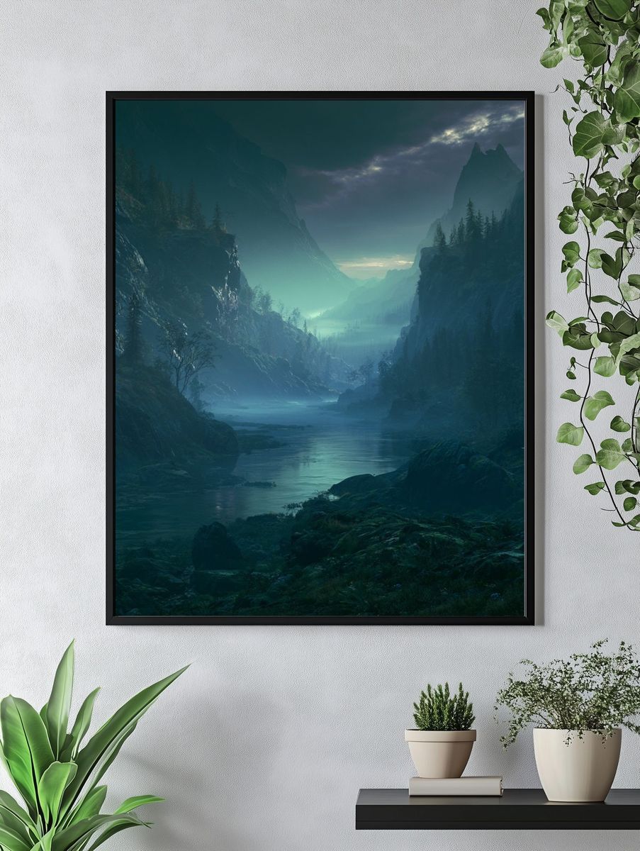 Misty Mountain Valley Print. — room view 4