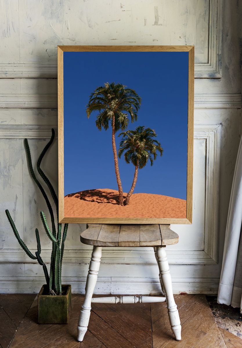 Desert Palm Landscape Print. room preview