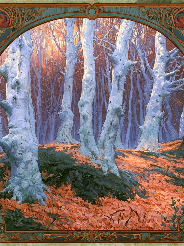 Winter Birch Forest Vintage Print. poster detail