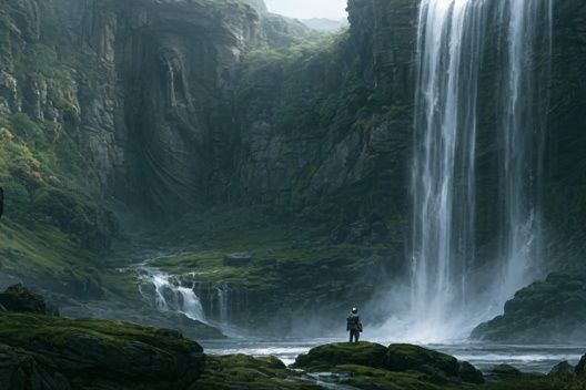 Misty Waterfall Canyon Poster. poster detail