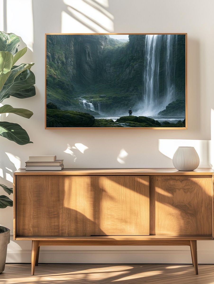 Misty Waterfall Canyon Poster. — room view 3