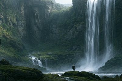 Misty Waterfall Canyon Poster. poster