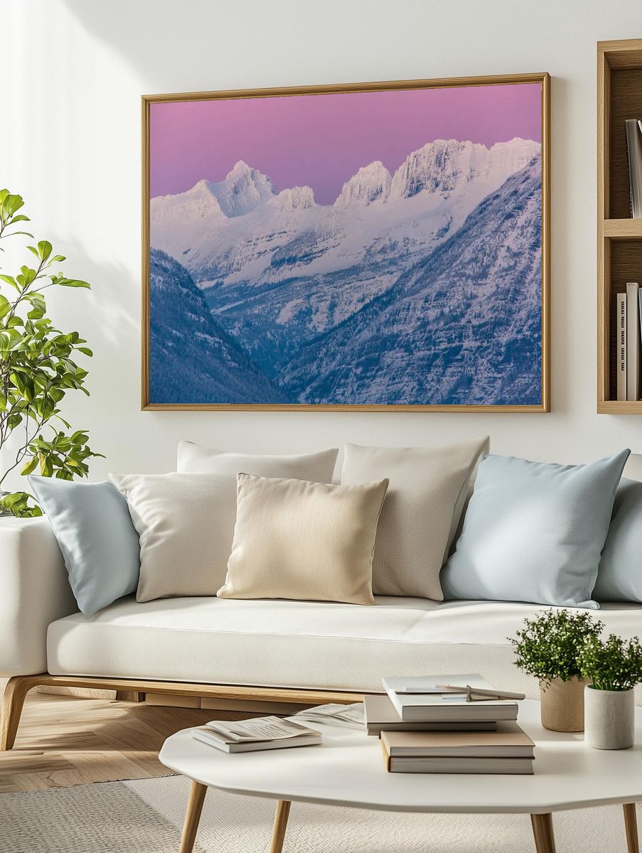 Majestic Snow-Capped Mountains — Nature Poster. — room view 2