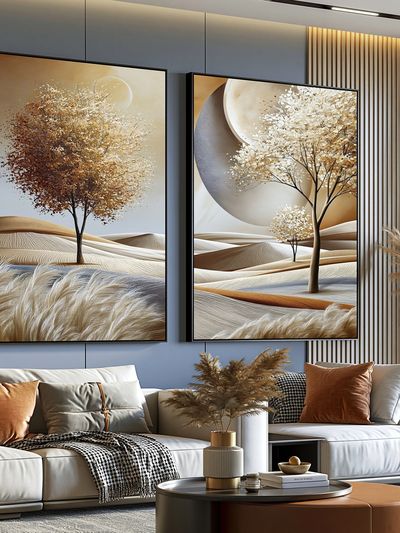 Golden Tree Desert Landscape Print.