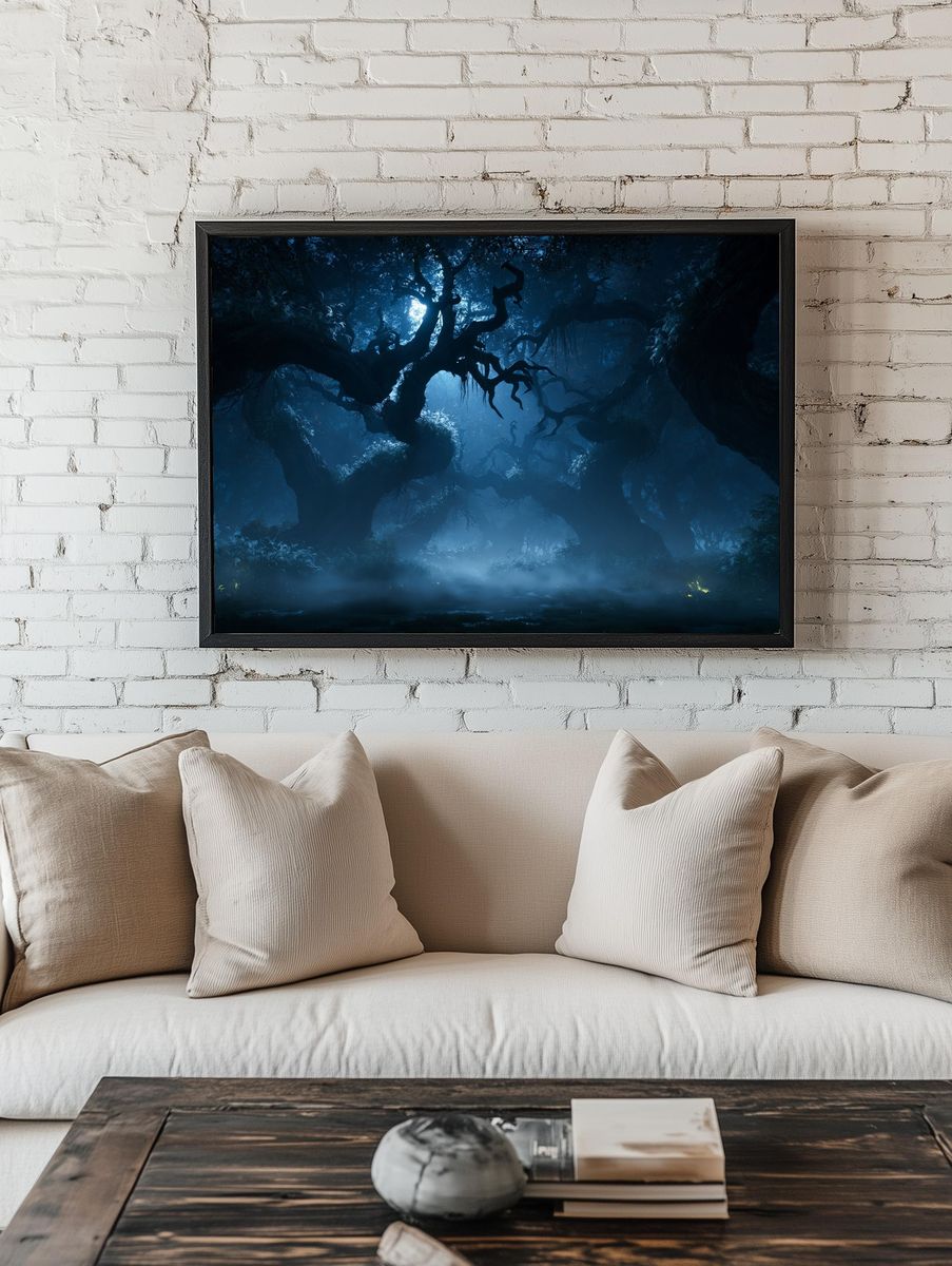 Moonlit Forest Canopy Poster. — room view 1