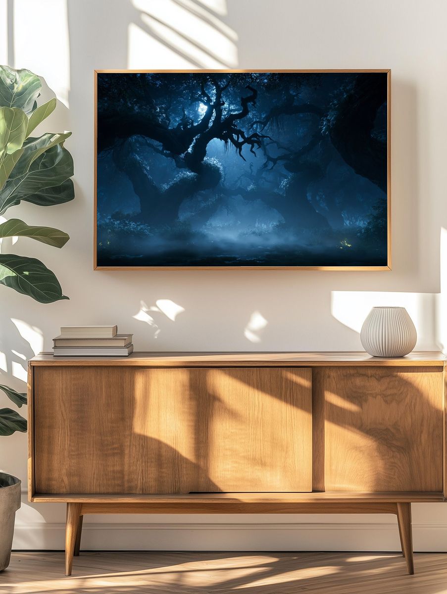 Moonlit Forest Canopy Poster. — room view 3